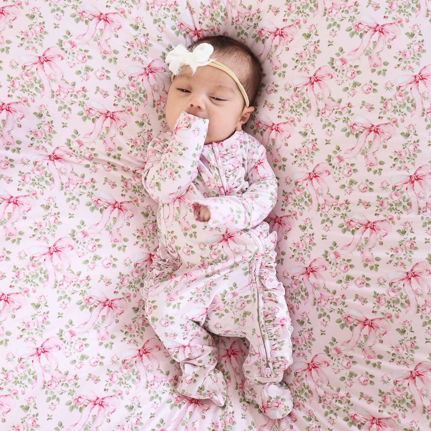Bows in Bloom Ruffle Zipper Footie