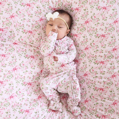 Bows in Bloom Ruffle Zipper Footie