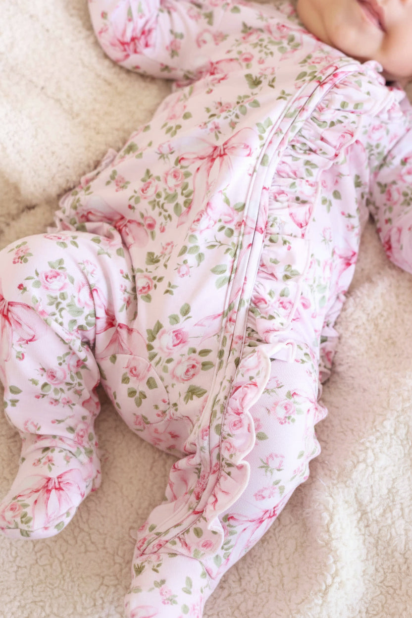 Bows in Bloom Ruffle Zipper Footie