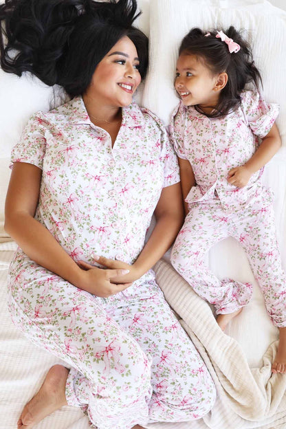 Girl's Two Piece Flare Lounge Set | Bows in Bloom