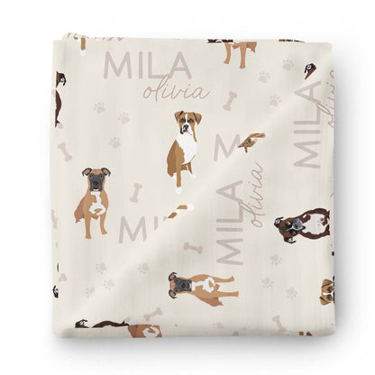 Personalized Baby Name Swaddle Blanket | Dog Breeds