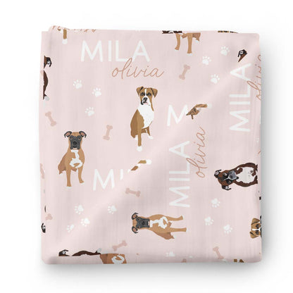 Personalized Baby Name Swaddle Blanket | Dog Breeds