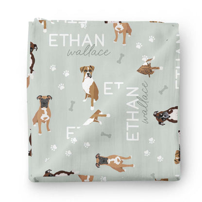 Personalized Baby Name Swaddle Blanket | Dog Breeds