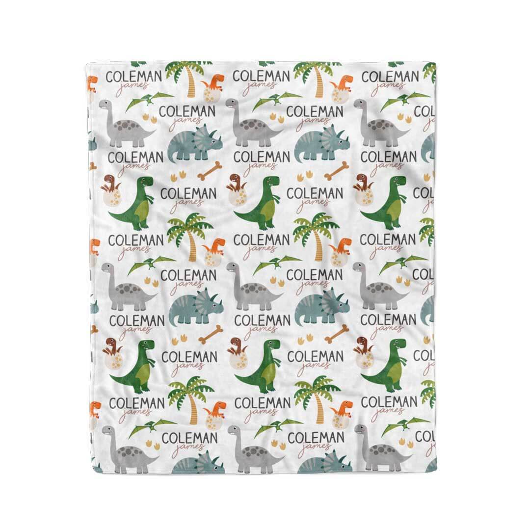 Happy Dinos Personalized Toddler Blanket | Neutral