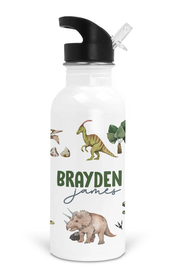 Dino Tracks Personalized Kids Water Bottle