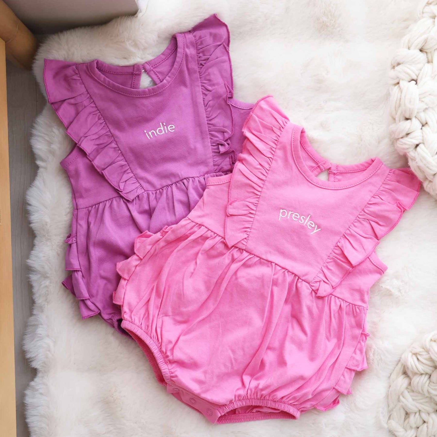 Embroidered Sleeveless Ruffle Bubble Romper
