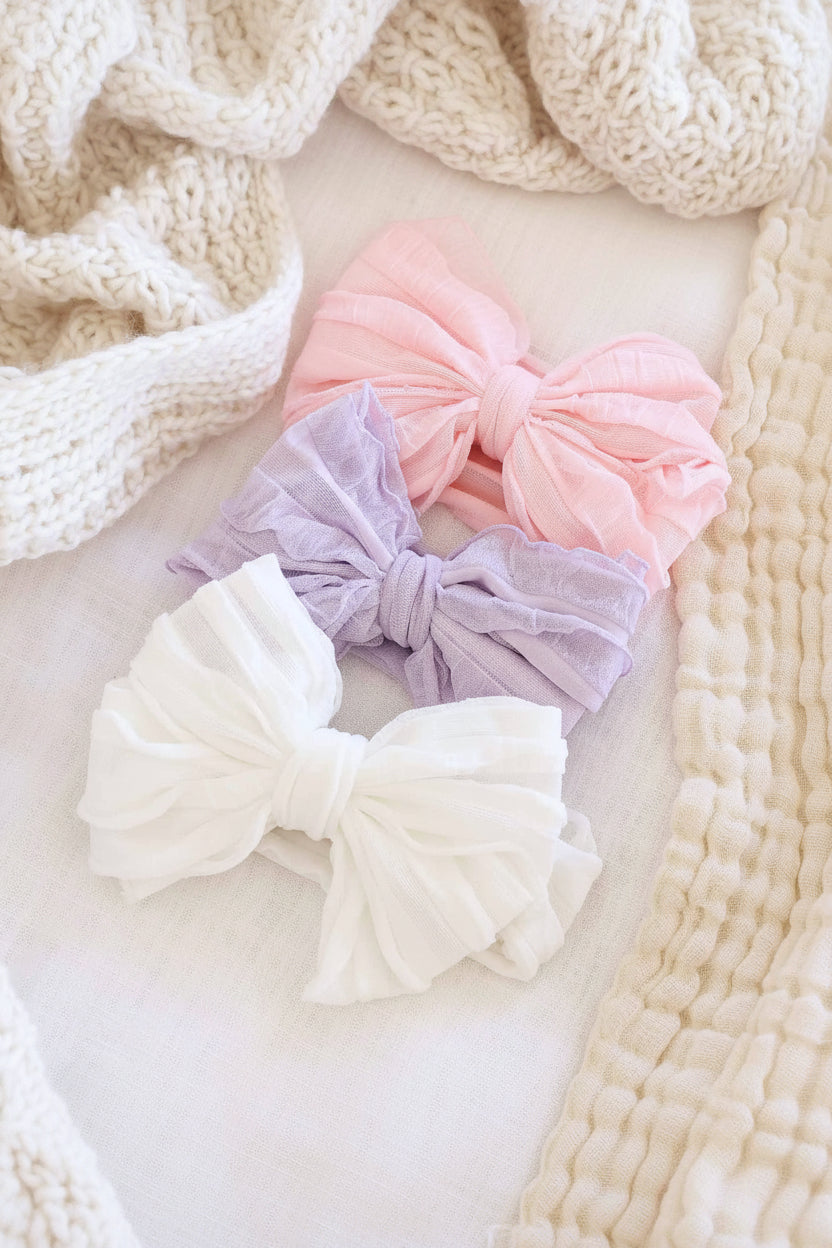 Large Ruffle Knit Bow | Brights