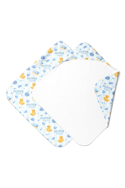 Personalized Hooded Towel | Bubble Duckie Blue