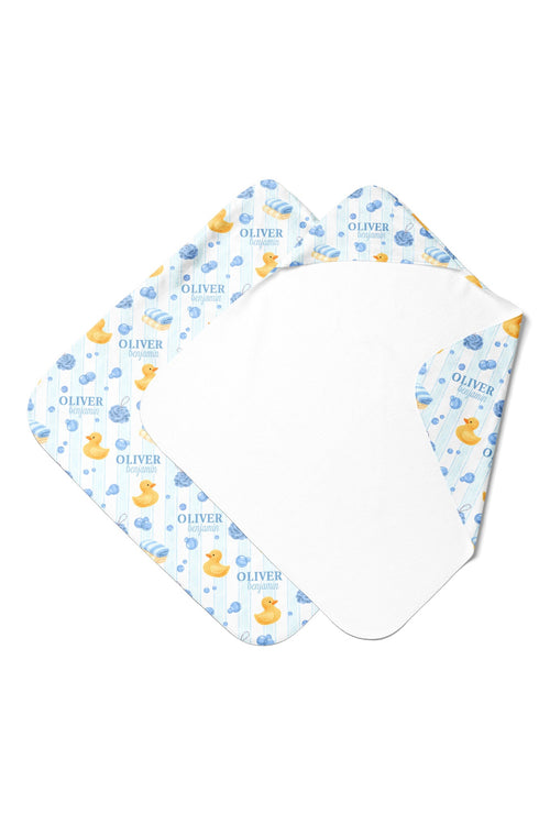 Personalized Hooded Towel | Bubble Duckie Blue