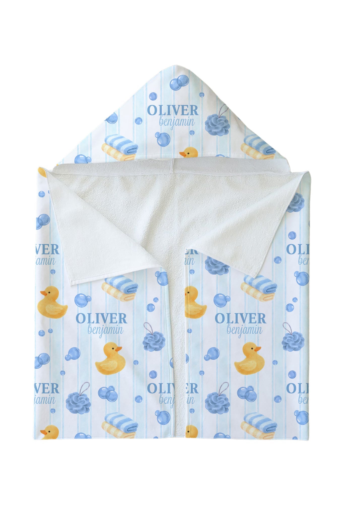 Personalized Hooded Towel | Bubble Duckie Blue