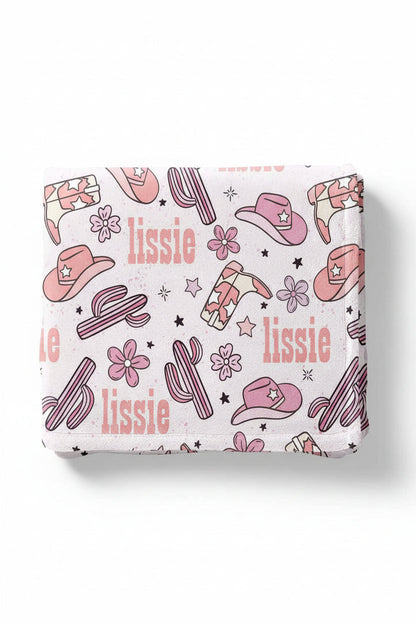 Buckaroo Cowgirl Personalized Kids Blanket
