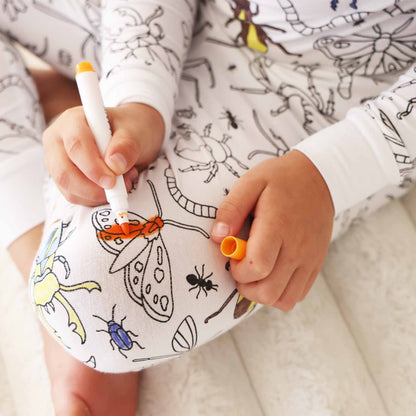 Colorable Two Piece Pajama Set | Doodle Bugs