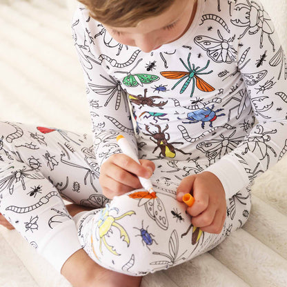 Colorable Two Piece Pajama Set | Doodle Bugs