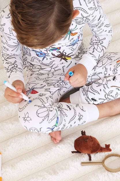 Colorable Two Piece Pajama Set | Doodle Bugs