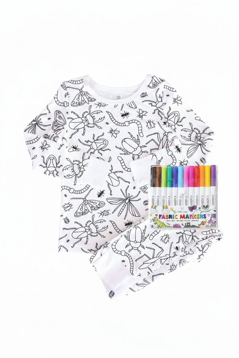 Colorable Two Piece Pajama Set | Doodle Bugs