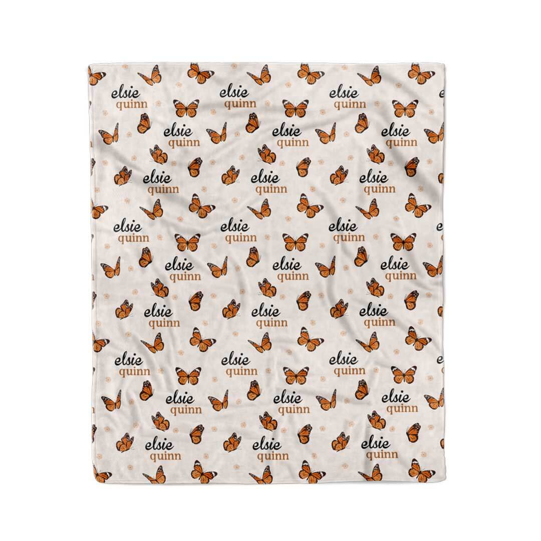 Butterfly Kisses Personalized Kids Blanket