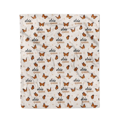 Butterfly Kisses Personalized Kids Blanket