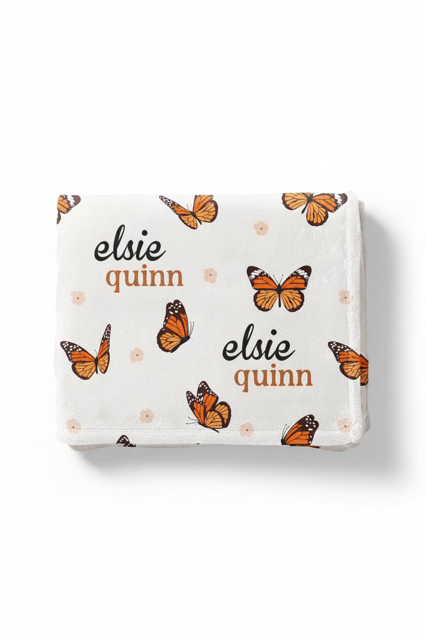 Butterfly Kisses Personalized Kids Blanket