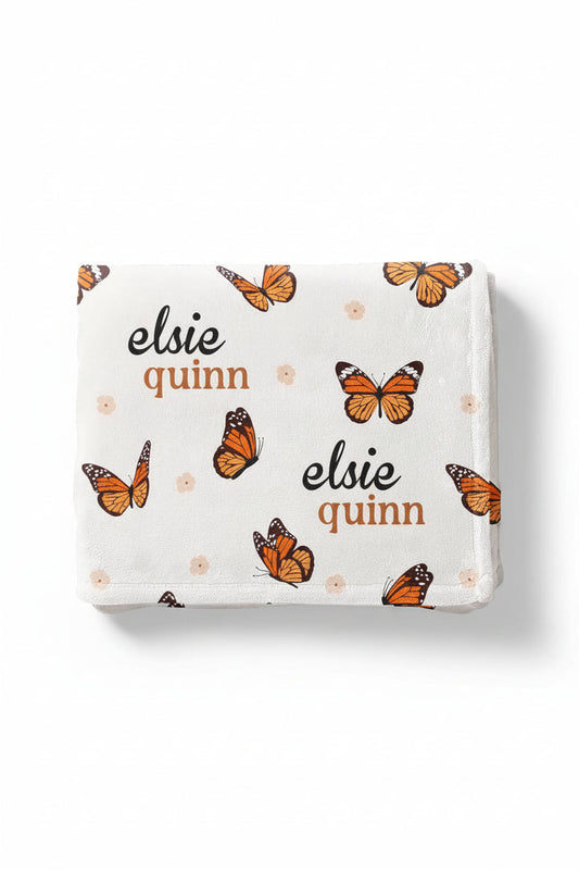 Butterfly Kisses Personalized Kids Blanket