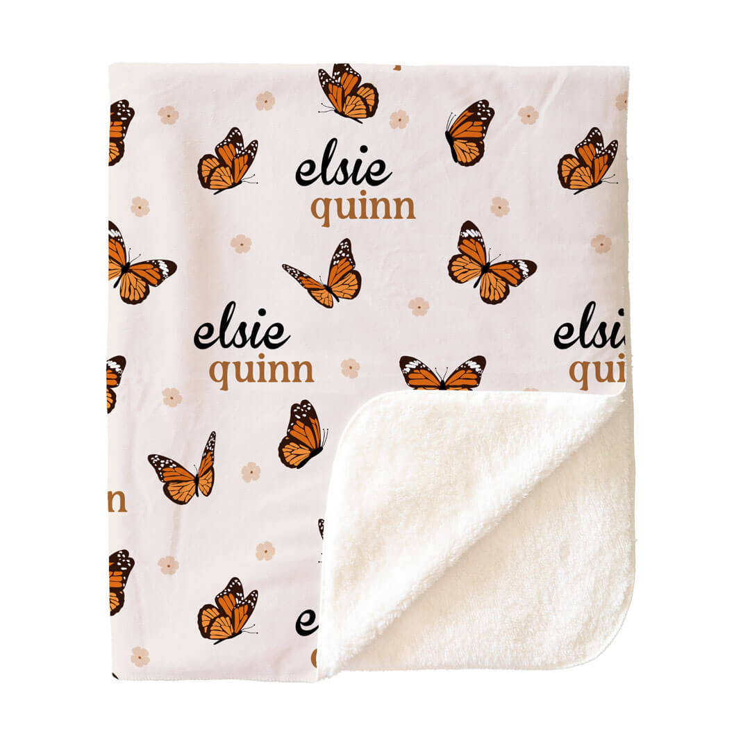 Butterfly Kisses Personalized Kids Blanket