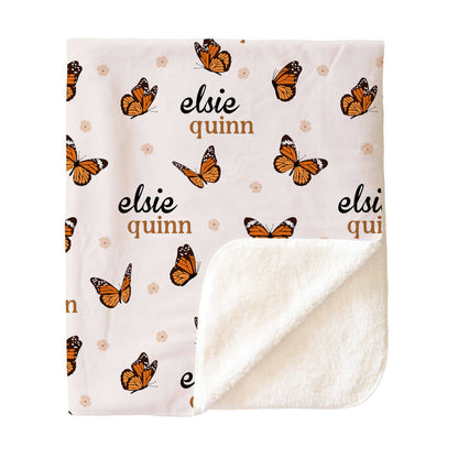 Butterfly Kisses Personalized Kids Blanket