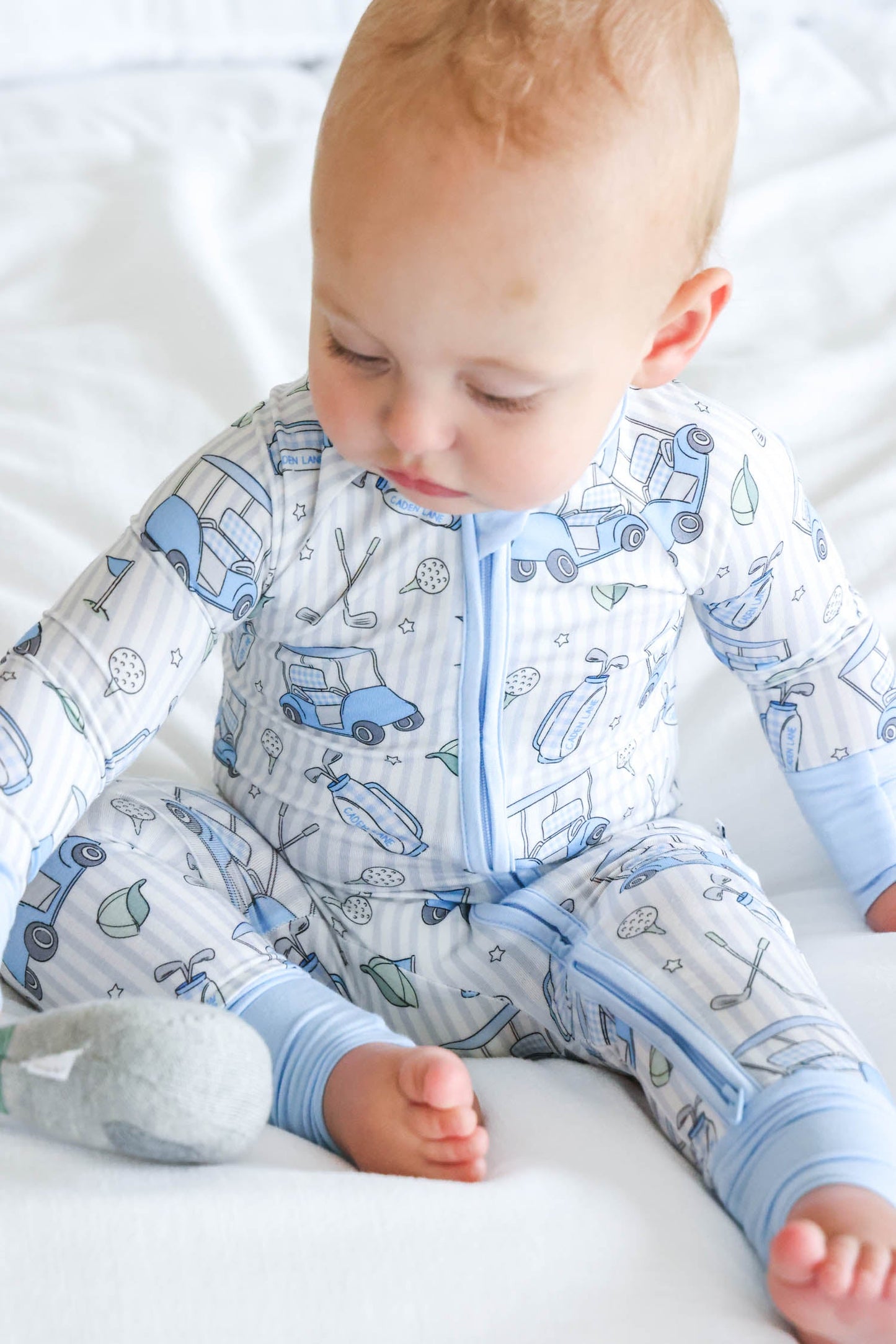 Convertible Bamboo Zip Romper | Caddie Crew Blue