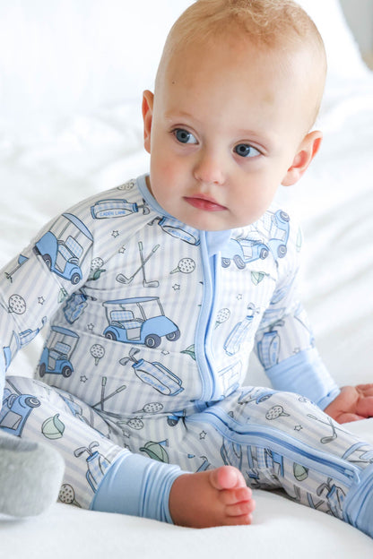 Convertible Bamboo Zip Romper | Caddie Crew Blue