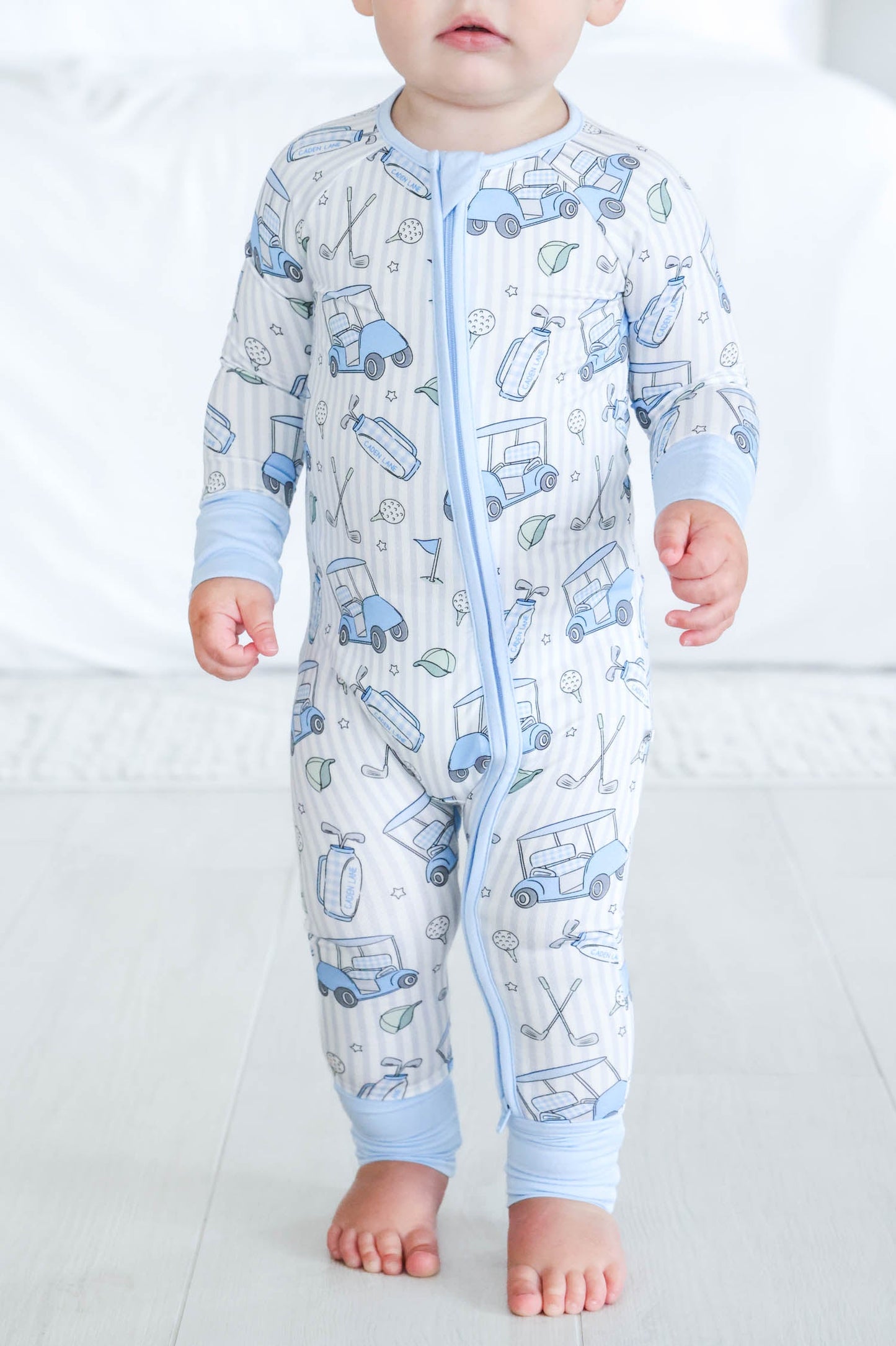 Convertible Bamboo Zip Romper | Caddie Crew Blue