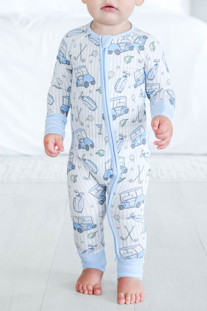 Convertible Bamboo Zip Romper | Caddie Crew Blue