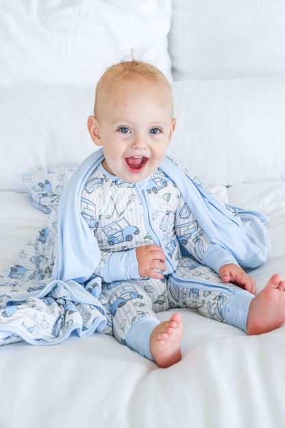 Convertible Bamboo Zip Romper | Caddie Crew Blue