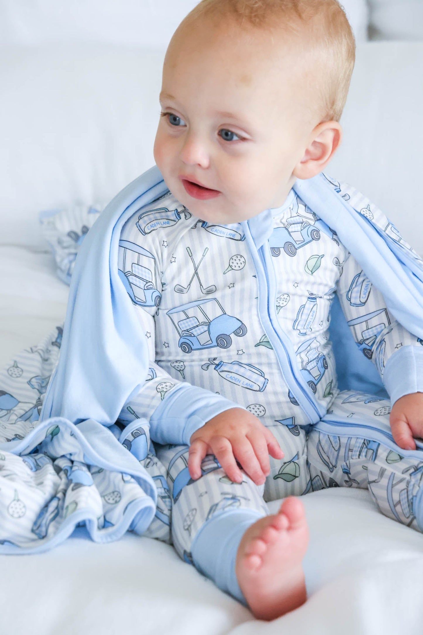 Convertible Bamboo Zip Romper | Caddie Crew Blue