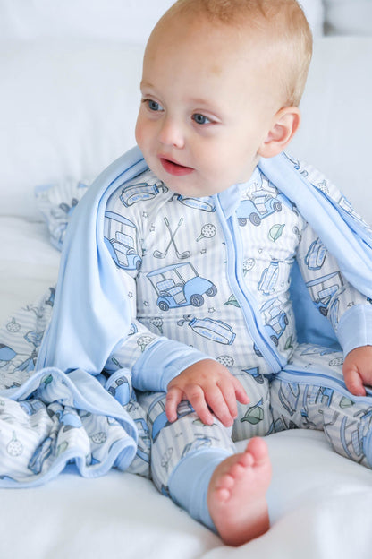 Convertible Bamboo Zip Romper | Caddie Crew Blue