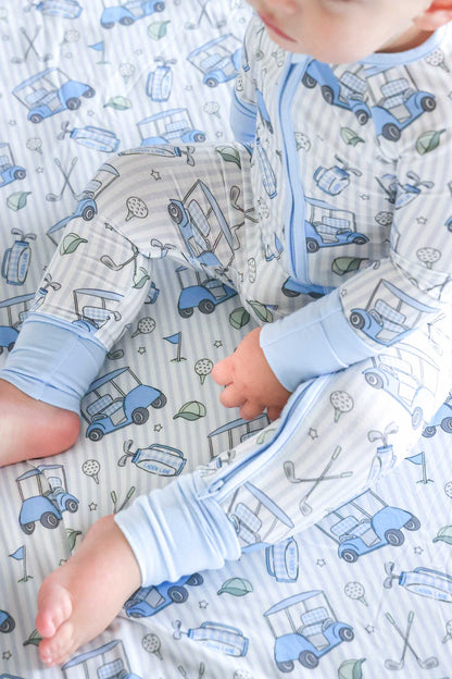 Convertible Bamboo Zip Romper | Caddie Crew Blue