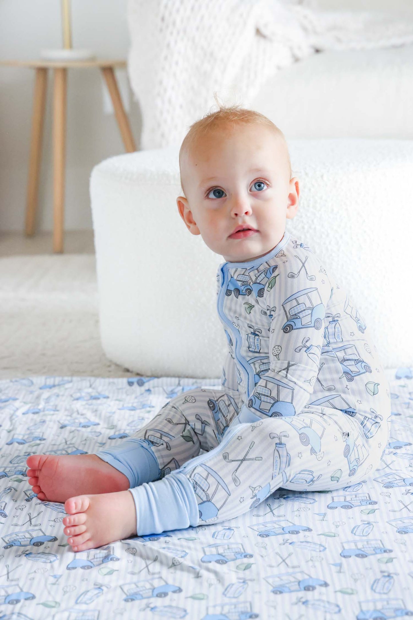 Convertible Bamboo Zip Romper | Caddie Crew Blue