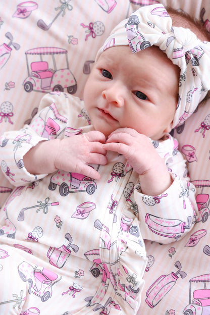 Knit Large Bow Headwrap | Caddie Crew Pink
