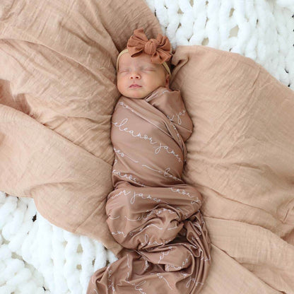 Personalized Camel Baby Name Swaddle Blanket - Script
