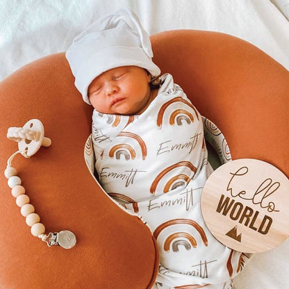 Cannon's Earthy Rainbow Personalized Swaddle Blanket