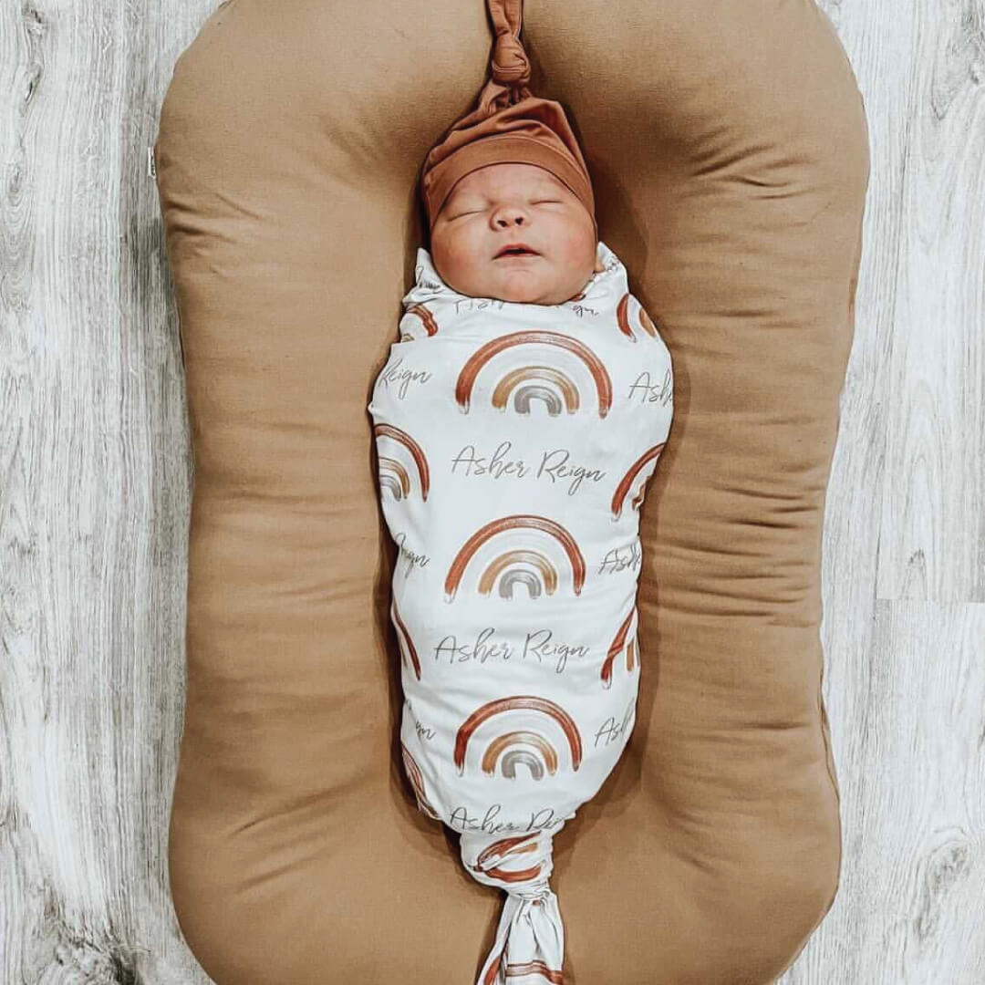 Cannon's Earthy Rainbow Personalized Swaddle Blanket