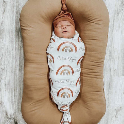 Cannon's Earthy Rainbow Personalized Swaddle Blanket