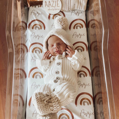 Cannon's Earthy Rainbow Personalized Swaddle Blanket