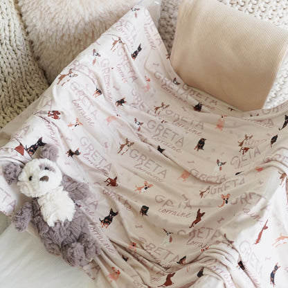 Personalized Baby Name Swaddle Blanket | Dog Breeds