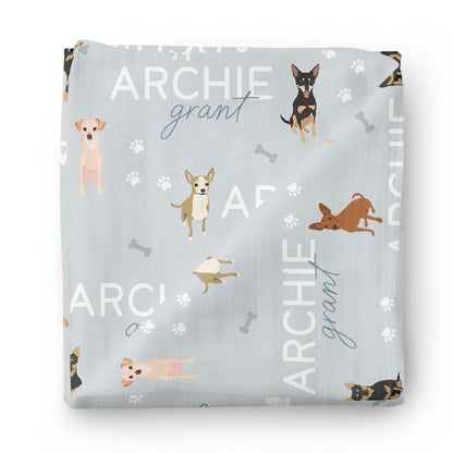 Personalized Baby Name Swaddle Blanket | Dog Breeds