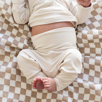 2pc Bamboo Button Top & Bottom | Eggshell