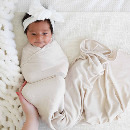 Eggshell Waffle Bamboo Oversized Swaddle Blanket