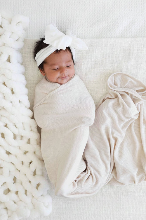 Eggshell Waffle Bamboo Oversized Swaddle Blanket