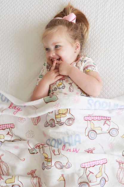 Country Club Cuties Personalized Kids Blanket | Pink