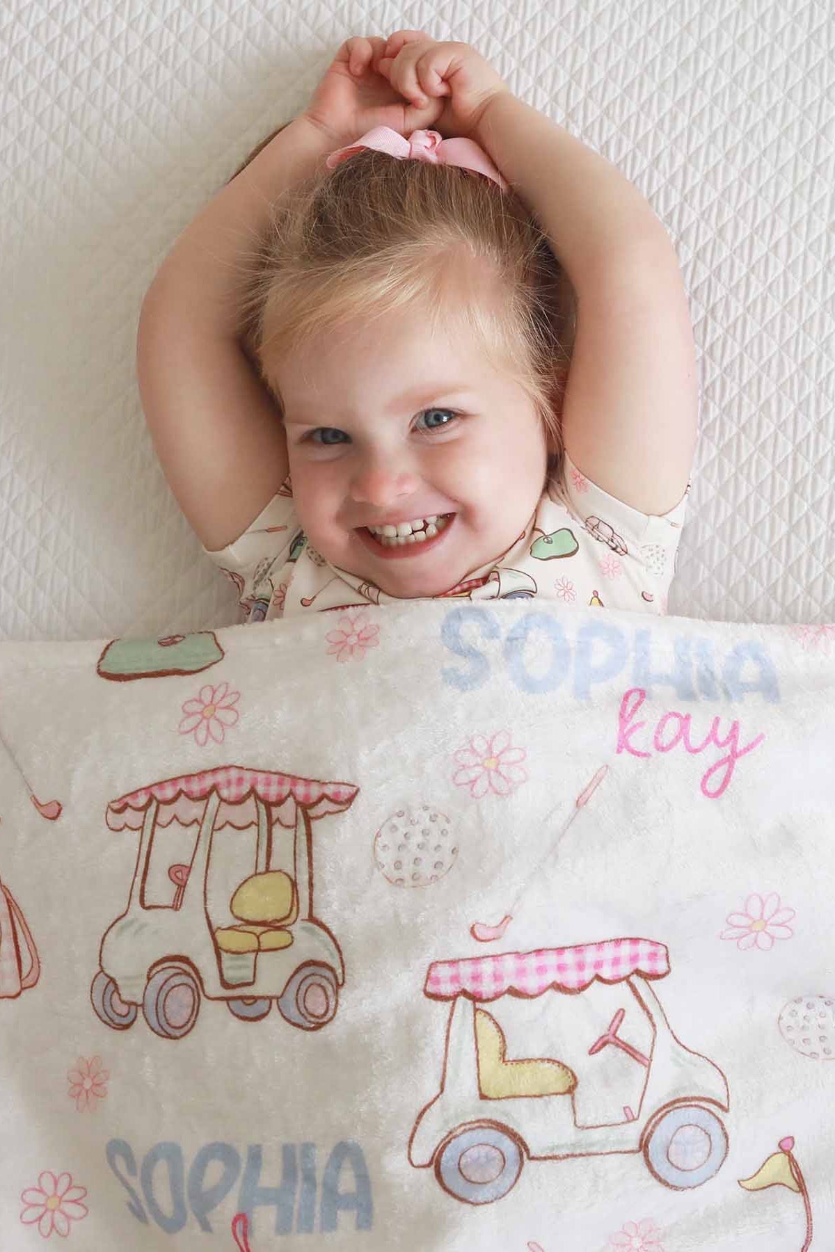 Country Club Cuties Personalized Kids Blanket | Pink