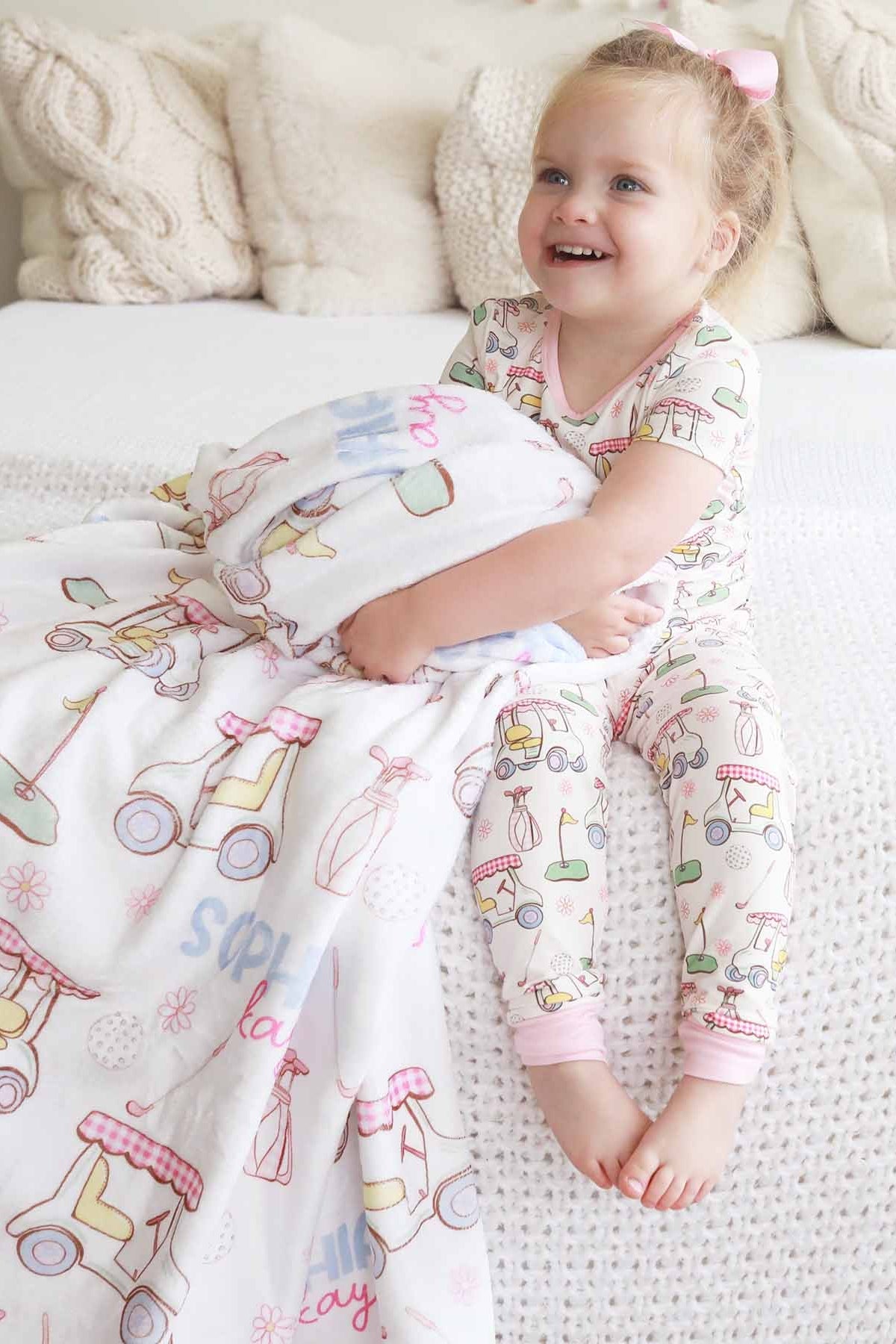 Country Club Cuties Personalized Kids Blanket | Pink