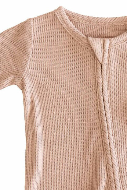 Embroidered Bamboo Waffle Zipper Footie | Mountain Haze