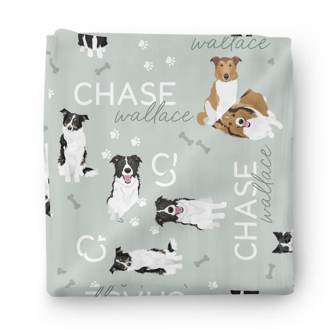 Personalized Baby Name Swaddle Blanket | Dog Breeds